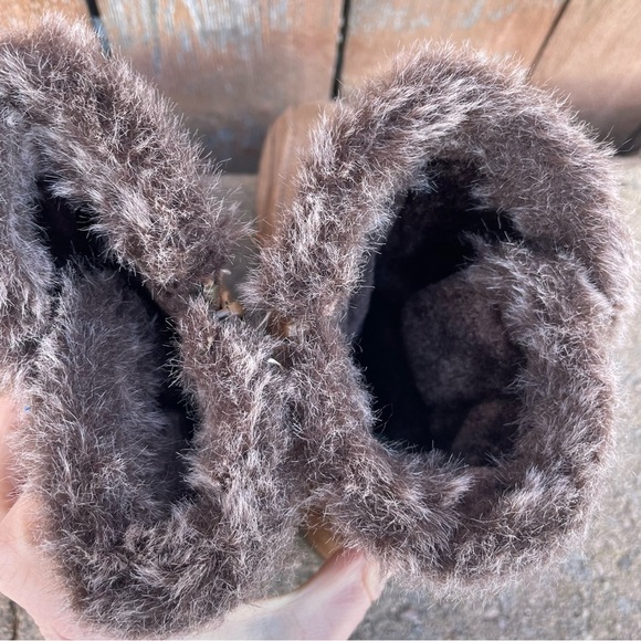 SPRING STEP Women’s Brown Leather Mid Calf Faux Fur Lined Boot Size 38 - Picture 7 of 11